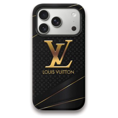 Louis Vuitton LV Black Gold Pattern Luxury Phone Case Iphone 17 Series LIMITED1067
