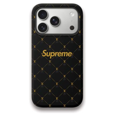 Louis Vuitton LV Black Supreme Pattern Luxury Phone Case Iphone 17 Series LIMITED1061
