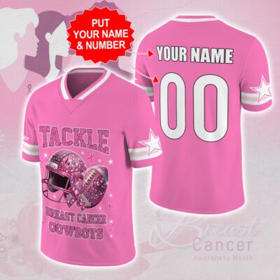 Personalized Dallas Cowboys x Breast Cancer Awareness Football Jersey