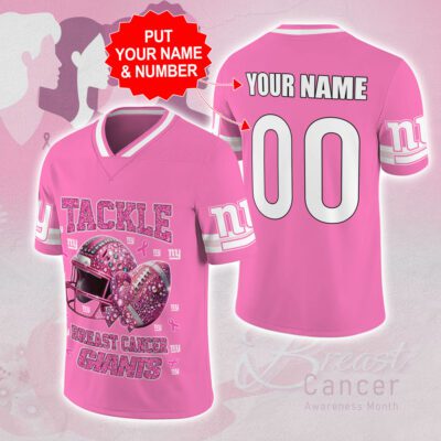 Personalized New York Giants x Breast Cancer Awareness Football Jersey