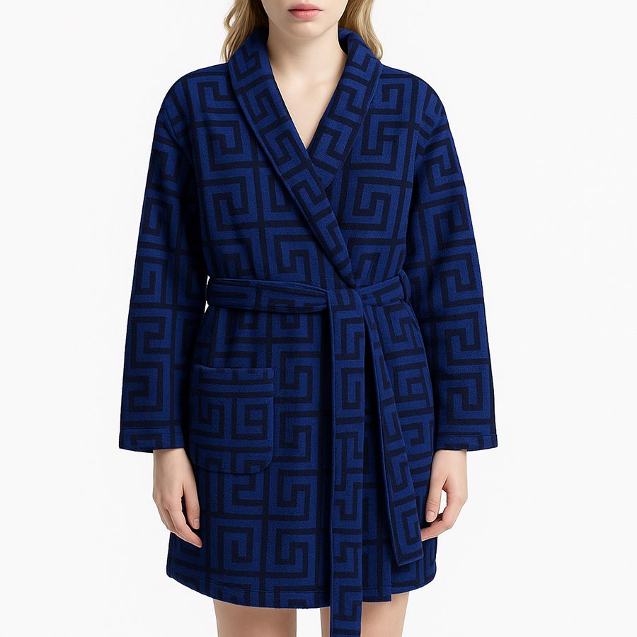 Versace-Monogram-Large-Greek-Key-Deep-Royal-Blue-Luxury-Bathrobe-Limited-Collection-For-Winter Versace Monogram Large Greek Key Deep Royal Blue Luxury Bathrobe Limited Collection For Winter