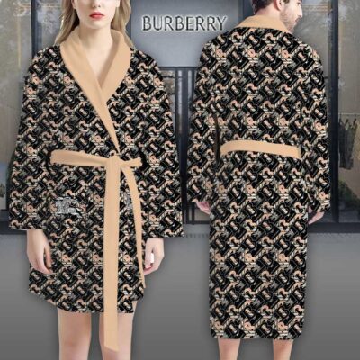 Burberry Black Pattern Luxury Bathrobe 2