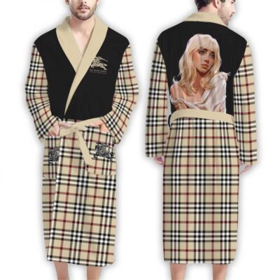 Burberry Established 1856 Billie Eilish Pattern Luxury Bathrobe