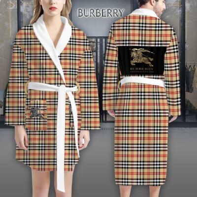 Burberry Red Pattern Luxury Bathrobe 2