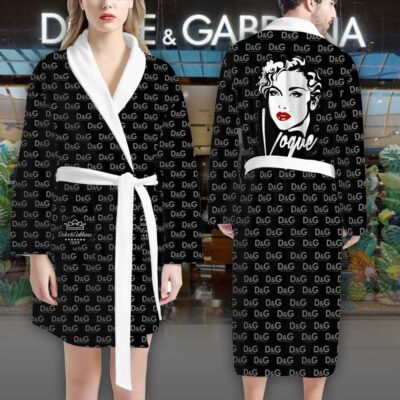 Dolce Gabbana Black Pattern Madonna Luxury Bathrobe 2