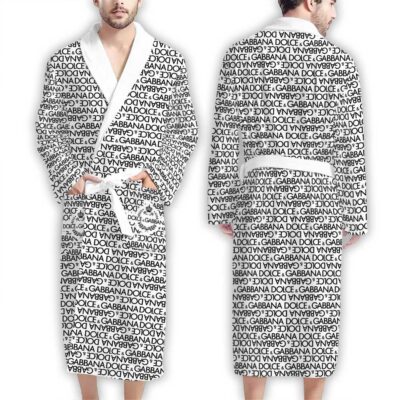 Dolce & Gabbana White Pattern Luxury Bathrobe