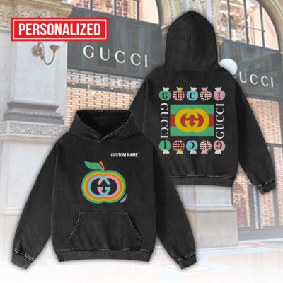 Gucci Logo Apple Personalized Luxury Washed Hoodie Limited Edition 2