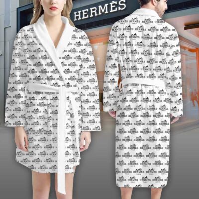 Hermes Logo Pattern Luxury Bathrobe 2