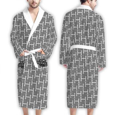 Hermes Silver Pattern Luxury Bathrobe