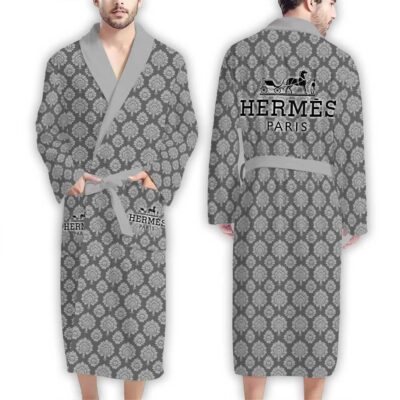 Hermes Silver Pattern Luxury Bathrobe