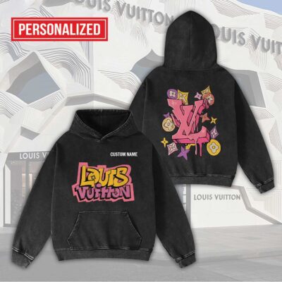 Louis Vuitton Color Grafiti Personalized Luxury Washed Hoodie Limited Edition 2