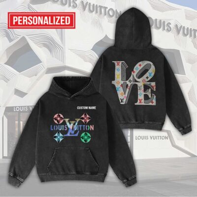 Louis Vuitton LOVE Pattern Logo Personalized Luxury Washed Hoodie Limited Edition 2