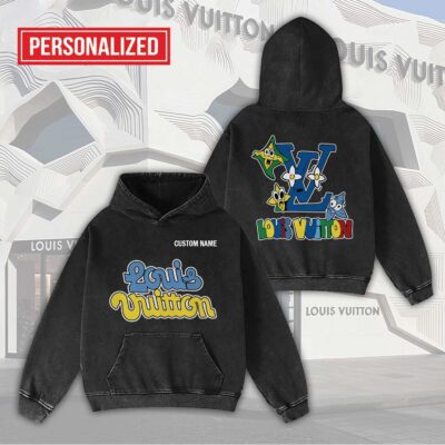 Louis Vuitton LV Cartoon Logo Personalized Luxury Washed Hoodie Limited Edition 2