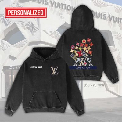 Louis Vuitton LV Colorful Logo Personalized Luxury Washed Hoodie Limited Edition 2