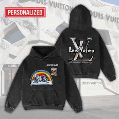 Louis Vuitton Logo Color Painting Personalized Luxury Washed Hoodie Limited Edition 2