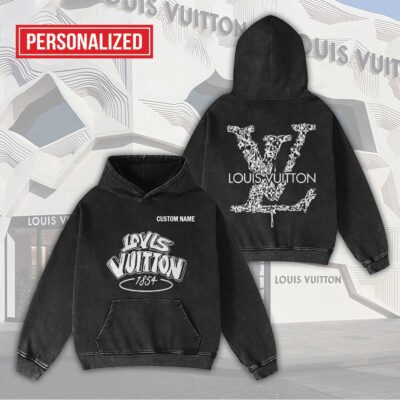 Louis Vuitton White Logo Personalized Luxury Washed Hoodie Limited Edition 2