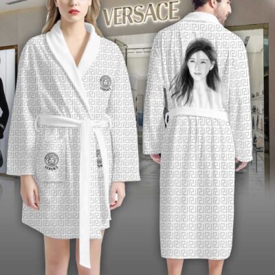 Versace Black White Zhao Lusi Pattern Luxury Bathrobe 2