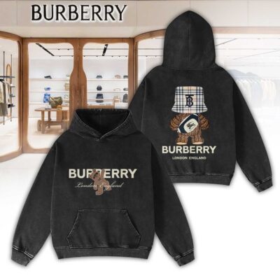 Burberry Bears Logo Luxury 2D Washed Hoodie