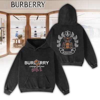 Burberry Bears Pattern Luxury 2D Washed Hoodie