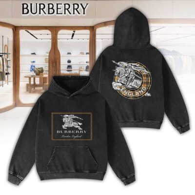 Burberry England Circle Logo Luxury 2D Washed Hoodie