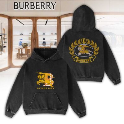Burberry Gold Logo Luxury 2D Washed Hoodie