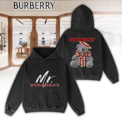 Burberry Mr Bears Logo Luxury 2D Washed Hoodie