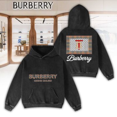 Burberry Plaid Pattern Luxury 2D Washed Hoodie