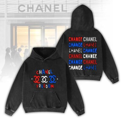 Chanel Red Blue Luxury 2D Washed Hoodie