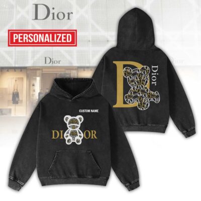 Dior Bears Pattern Luxury 2D Washed Hoodie 1