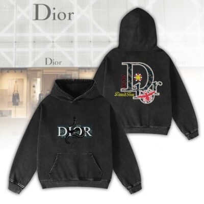 Dior Snake Bee Logo Luxury 2D Washed Hoodie