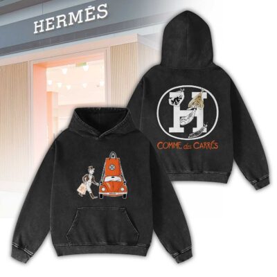 Hermes Comme Des Carres Luxury 2D Washed Hoodie