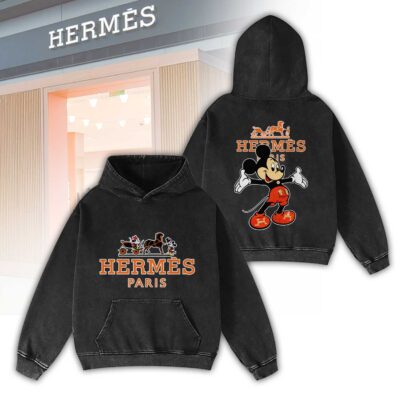 Hermes Mickey Minnie Luxury 2D Washed Hoodie