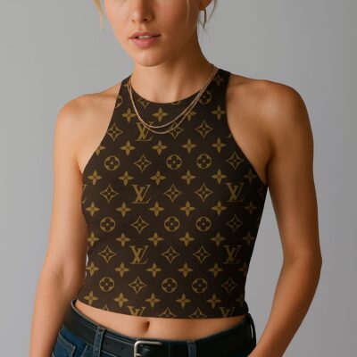 Louis Vuitton Brown Luxury Brand Premium Women's Tank Tops