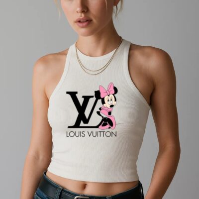 Louis Vuitton LV Logo Minnie Mouse White Luxury Brand Premium Women's Tank Tops