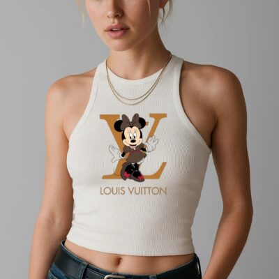 Louis Vuitton Minnie Mouse Pattern Luxury Brand Premium Women's Tank Tops