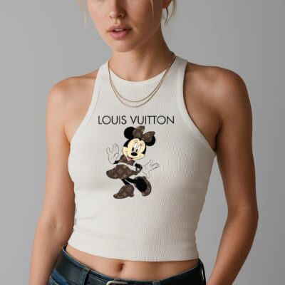Louis Vuitton Minnie Mouse White Luxury Brand Premium Women's Tank Tops