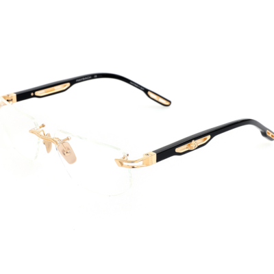 Maybach Eyewear - The Ultimate II MG-AB-Z25 57 (Black Acetate & Mellow Gold Plated Titanium|Clear)